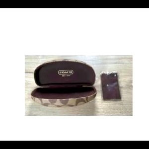 Coach hard shell glasses case with Coach logo glasses cloth.
